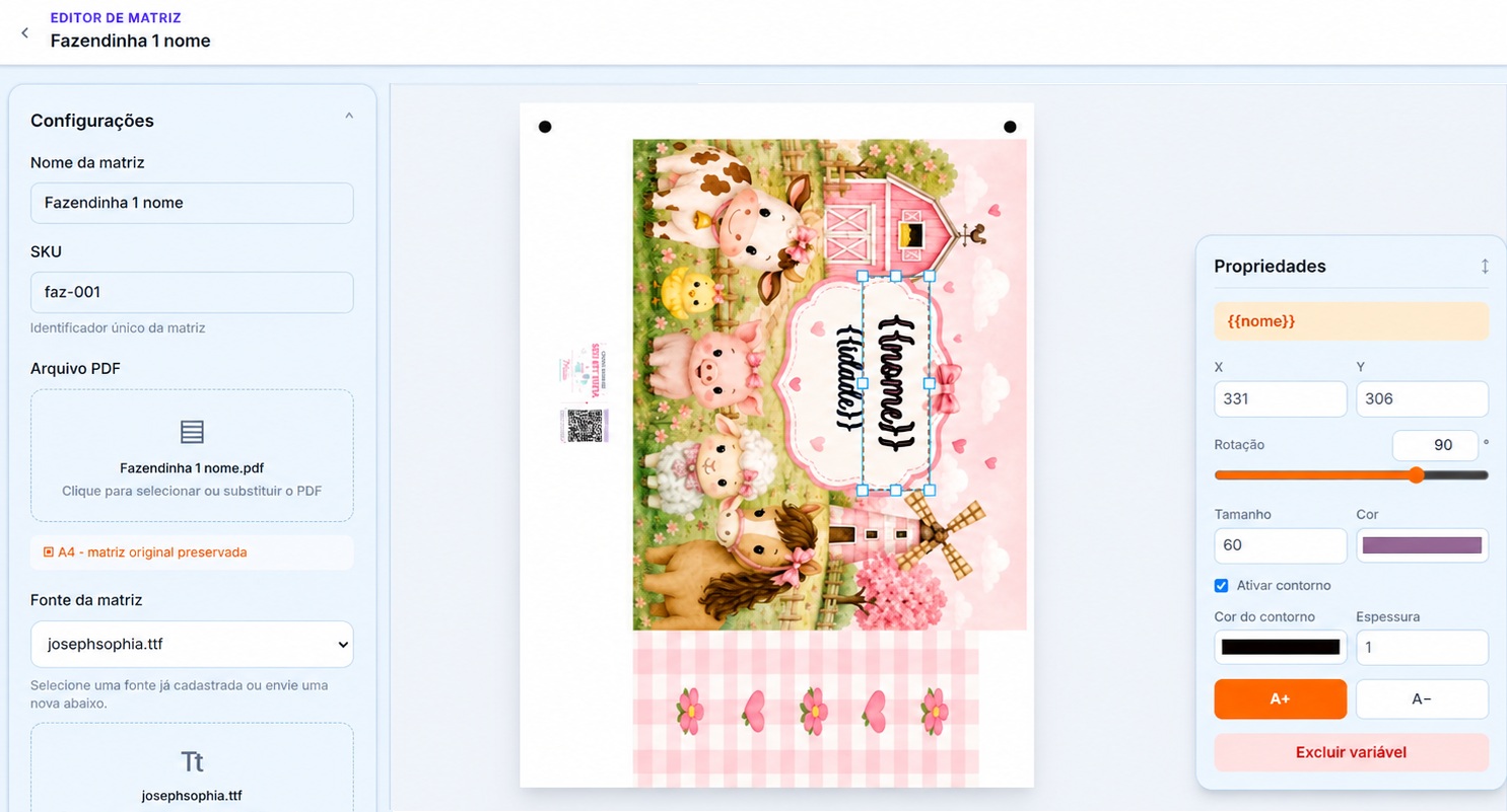 Editor de matriz do Layout Fácil